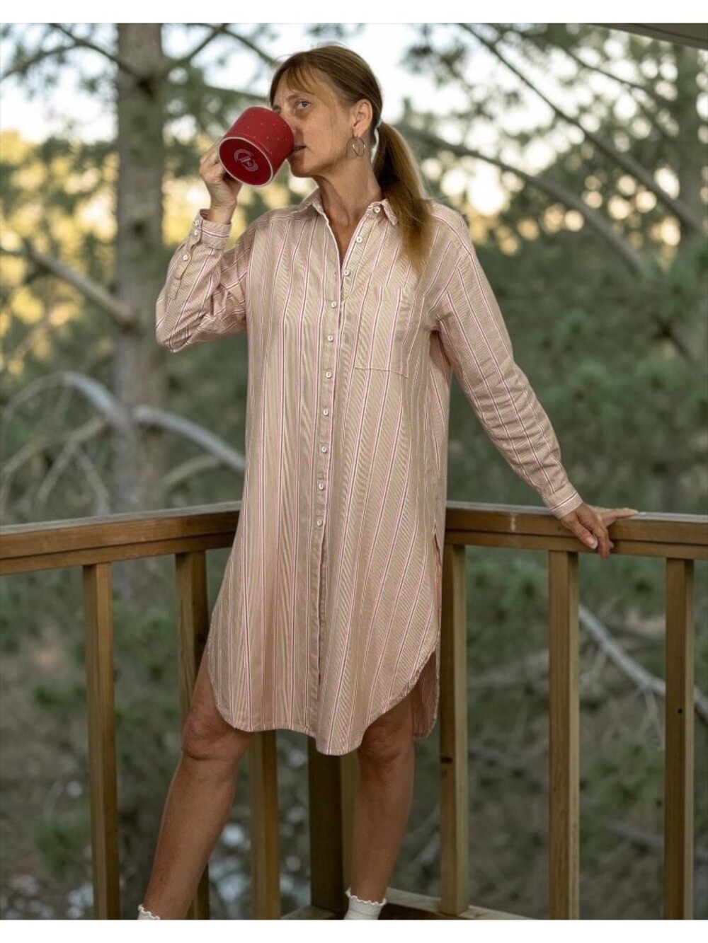 Anthropologie Long Buttondown Tunic Dress S Neutral Motif